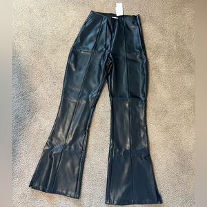 Abercrombie & Fitch Vegan Leather Flared Pantred Pant w/ front seam - Petite